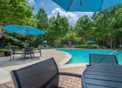 Thumbnail 4 of 34 - a swimming pool with chairs and umbrellas
