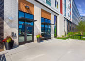 Thumbnail 60 of 74 - new building with entrance and patio in the city stock photography