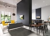 Thumbnail 6 of 74 - a living room and dining room with tables and chairs
