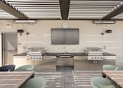 Thumbnail 12 of 24 - a kitchen with two stoves and two tables