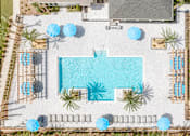 Thumbnail 4 of 22 - A large swimming pool surrounded by palm trees and lounge chairs.
