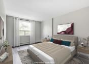 Thumbnail 15 of 16 - Bedroom with a large bed and a large window at Platts Crossing, London, N6H 4P4
