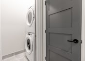Thumbnail 34 of 37 - A washing machine is in a laundry room.