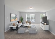 Thumbnail 21 of 48 - a living room with grey walls and carpet