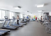 Thumbnail 29 of 42 - a group of people in a gym with cardio equipment