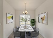 Thumbnail 33 of 67 - a dining room with a table and chairs and a window