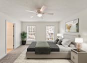 Thumbnail 62 of 67 - a bedroom with a large bed and a ceiling fan