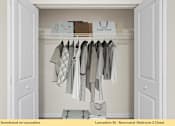 Thumbnail 21 of 24 - A closet with clothes hanging on a rail and a sign that says "First View".