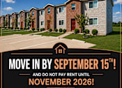 Thumbnail 18 of 18 - A housing advertisement offering move-in by September 15 and no rent until November 2026.