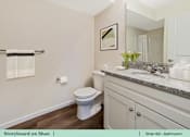 Thumbnail 31 of 31 - a bathroom with a toilet and a sink and a mirror