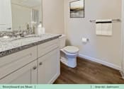 Thumbnail 28 of 31 - a bathroom with a toilet and a sink and a mirror