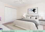 Thumbnail 20 of 30 - a bedroom with a bed and a ceiling fan