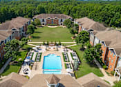 Thumbnail 1 of 38 - Aerial view of The Foundry with central pool in Carrollton GA