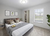 Thumbnail 12 of 24 - a bedroom with a large bed and a large window
