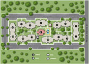 Thumbnail 25 of 26 - A map of a building with a pool and laundry facilities.