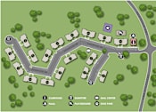 Thumbnail 30 of 30 - A map shows a layout of a residential area with a clubhouse, pool, and dog park.