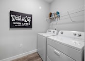 Thumbnail 24 of 51 - A laundry room with a Wash and Dry sign on the wall.