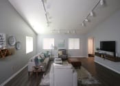 Thumbnail 6 of 17 - Living room with a tv, couch, chair and coffee table