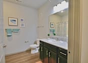 Thumbnail 30 of 31 - a bathroom with a sink and a toilet and a mirror