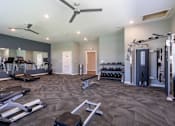Thumbnail 20 of 31 - Fitness center with weight machine, dumbbell rack, a treadmill and bench