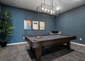 Thumbnail 17 of 31 - pool table with a plant and 3 pictures on a wall