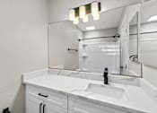 Thumbnail 7 of 64 - Renovated bathroom at Ocean Breeze Terrace Apartment, Huntington Beach, CA, 92648