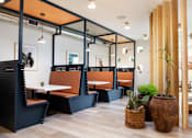 Thumbnail 24 of 34 - A modern cafe with wooden tables and chairs. at The Reserve La Mirada, La Mirada, California