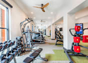 Thumbnail 26 of 35 - Modern fitness center with cardio machines, strength training equipment, and free weights.
