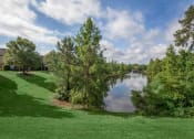 Thumbnail 10 of 31 - a pond in the middle of a park with trees at Carrington Place at Wildewood, South Carolina, 29223