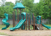 Thumbnail 7 of 13 - a playground with two slides and a playset