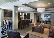 Thumbnail 3 of 7 - a large living room with a kitchen and a television