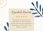 Thumbnail 12 of 35 - A resident review for Arbor Ridge with a five-star rating and a quote from a satisfied customer named Ethan Prosser.