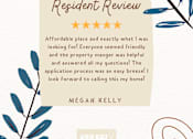 Thumbnail 7 of 35 - A resident review for Arbor Ridge, a property, is displayed on a beige background with a decorative leafy branch on the left side.
