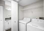 Thumbnail 10 of 20 - a white laundry room with two washes and a dryer