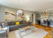 Thumbnail 1 of 30 - One bedroom model living room at Bridgeyard in Alexandria, VA