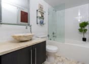 Thumbnail 15 of 21 - a bathroom with a sink and a toilet and a shower