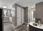 Thumbnail 9 of 24 - Two bedroom kitchen and dining area