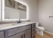 Thumbnail 27 of 65 - an empty bathroom with a toilet and a sink at Ardor on the Bluffs South Loop Residences Apartments, Bloomington