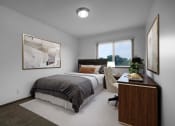 Thumbnail 4 of 56 - a bedroom with a bed and desk in a 555 waverly unit