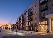 Thumbnail 4 of 60 - Exterior view of entrance with festive winter lights on the trees at The McMillan