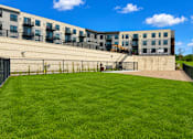 Thumbnail 58 of 110 - A grassy area in front of apartment buildings.