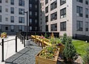 Thumbnail 55 of 70 - A view of a courtyard with a fence and a planter box.