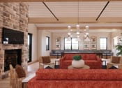 Thumbnail 34 of 49 - a living room with red furniture at Sandhill Parkway Townhomes Apartments, Minnesota, 55011
