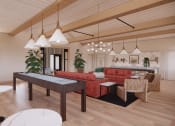 Thumbnail 36 of 49 - a living room with a ping pong table  and a dining room at Sandhill Parkway Townhomes Apartments, East Bethel, Minnesota