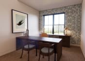 Thumbnail 41 of 49 - a study area with a desk and chairs and a window at Sandhill Parkway Townhomes Apartments, East Bethel