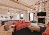 Thumbnail 31 of 49 - a living room with a couch and a fireplace at Sandhill Parkway Townhomes Apartments, Minnesota, 55011