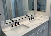 Thumbnail 39 of 40 - a bathroom with two sinks and a large mirror at Danville Park, Danville, CA, 94526