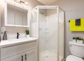 Thumbnail 23 of 25 - a bathroom with a shower and a sink and a toilet at Element LLC, Sunnyvale, CA, 94086