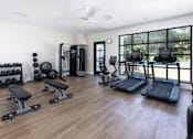 Thumbnail 11 of 27 - the gym is equipped with weights and cardio equipment at La Jolla Blue, San Diego, CA 92122