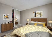 Thumbnail 10 of 27 - a bedroom with a bed and a yellow and white comforter at La Jolla Blue, California, 92122